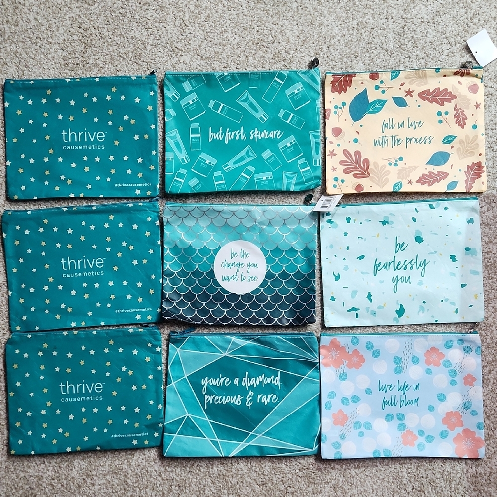 thrive causemetics Cosmetic Bag LOT 9 bags